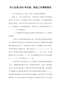 市人社局2025年社保、执法工作调研报告