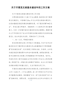 关于开展党支部基本建设年的工作方案