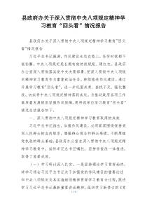县政府办关于深入贯彻中央八项规定精神学习教育“回头看”情况报告