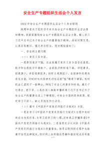 安全生产专题组织生活会个人发言