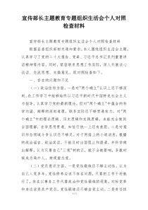 宣传部长主题教育专题组织生活会个人对照检查材料