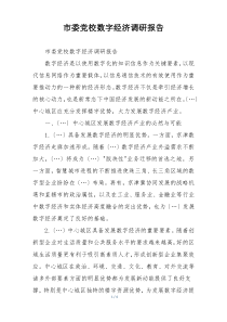 市委党校数字经济调研报告