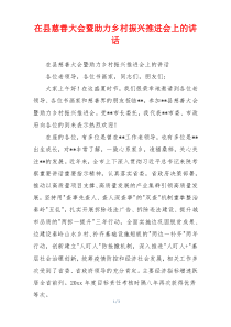 在县慈善大会暨助力乡村振兴推进会上的讲话