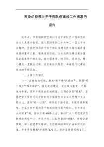 市委组织部关于干部队伍建设工作情况的报告
