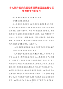 市文旅局机关党委巡察反馈基层党建题专项整治自查自纠报告