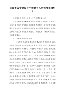 巡视整改专题民主生活会个人对照检查材料1