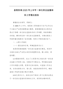 县税务局2025年上半年一体化综合监督体系工作情况报告
