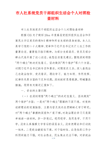 市人社系统党员干部组织生活会个人对照检查材料