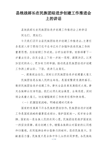 县统战部长在民族团结进步创建工作推进会上的讲话
