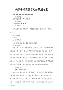 关于暑期实践活动的策划方案
