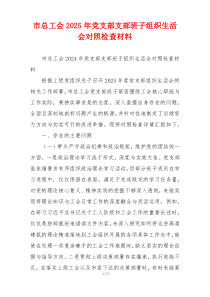 市总工会2025年党支部支部班子组织生活会对照检查材料