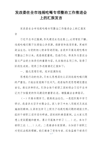 发改委在全市违规吃喝专项整治工作推进会上的汇报发言