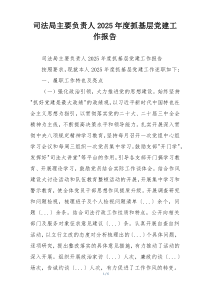 司法局主要负责人2025年度抓基层党建工作报告
