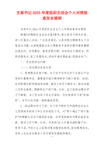 支部书记2025年度组织生活会个人对照检查发言提纲