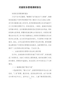 村级财务管理调研报告