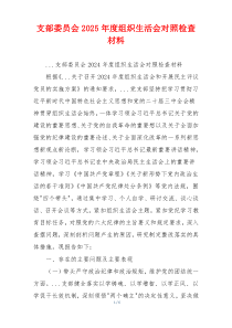 支部委员会2025年度组织生活会对照检查材料