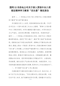 国网XX市供电公司关于深入贯彻中央八项规定精神学习教育“回头看”情况报告