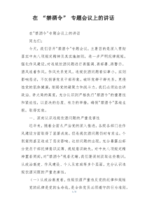 在 “禁酒令” 专题会议上的讲话