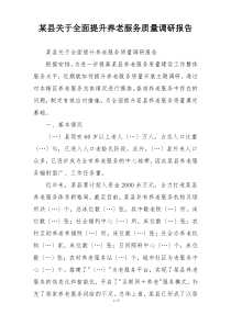 某县关于全面提升养老服务质量调研报告