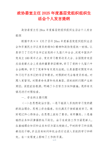 政协委室主任2025年度基层党组织组织生活会个人发言提纲