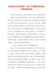 政协机关党支部班子2025年度组织生活会对照检查材料