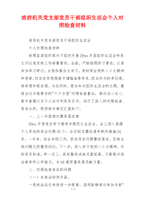政府机关党支部党员干部组织生活会个人对照检查材料