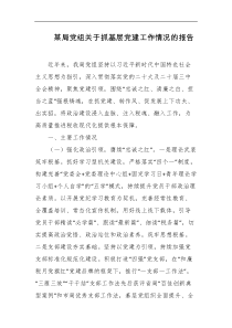 某局党组关于抓基层党建工作情况的报告