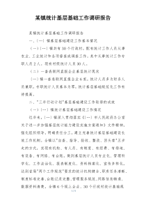 某镇统计基层基础工作调研报告