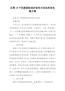 区第19个民族团结进步宣传月活动具体实施方案