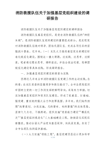 消防救援队伍关于加强基层党组织建设的调研报告