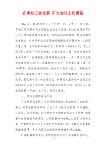 在市总工会全委 扩大会议上的讲话