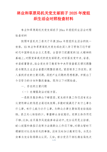 林业和草原局机关党支部班子2025年度组织生活会对照检查材料