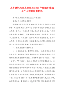 某乡镇机关党支部党员2025年度组织生活会个人对照检查材料