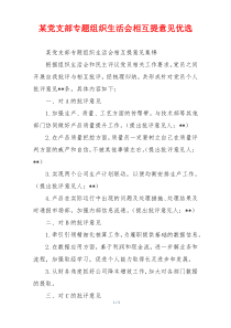 某党支部专题组织生活会相互提意见优选