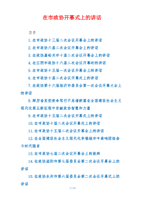 在市政协开幕式上的讲话