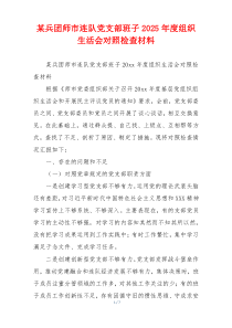 某兵团师市连队党支部班子2025年度组织生活会对照检查材料
