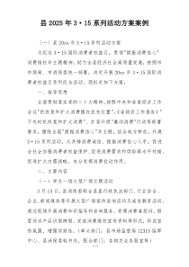 县2025年3·15系列活动方案案例