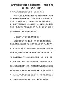 落实党风廉政建设责任制履行一岗双责情况报告(通用11篇)