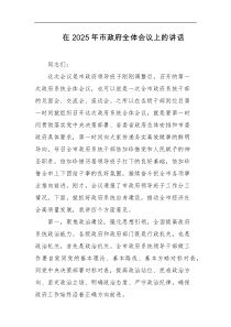 在2025年市政府全体会议上的讲话