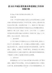 县2025年城乡居民基本养老保险工作具体实施方案