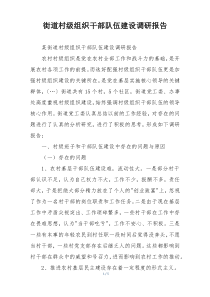 街道村级组织干部队伍建设调研报告