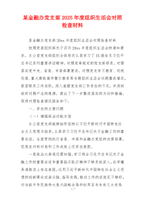 某金融办党支部2025年度组织生活会对照检查材料