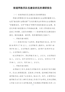 街道网格员队伍建设状况的调研报告