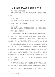 财务专项资金的自查报告（5篇）