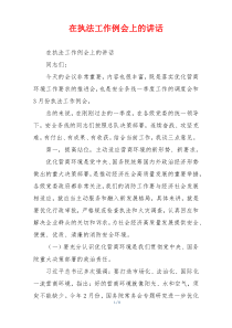 在执法工作例会上的讲话
