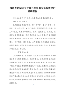 郴州市北湖区关于公共文化服务体系建设的调研报告