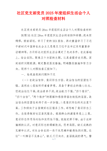 社区党支部党员2025年度组织生活会个人对照检查材料