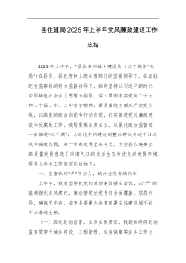 县住建局2025年上半年党风廉政建设工作总结