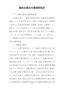 镇供水情况专题调研报告