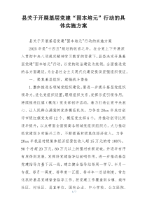 县关于开展基层党建“固本培元”行动的具体实施方案